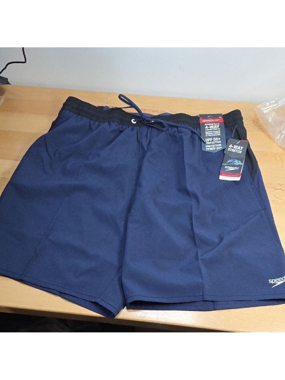 Speedo Blue Swim Trunks with Black Waistband SKU 1823